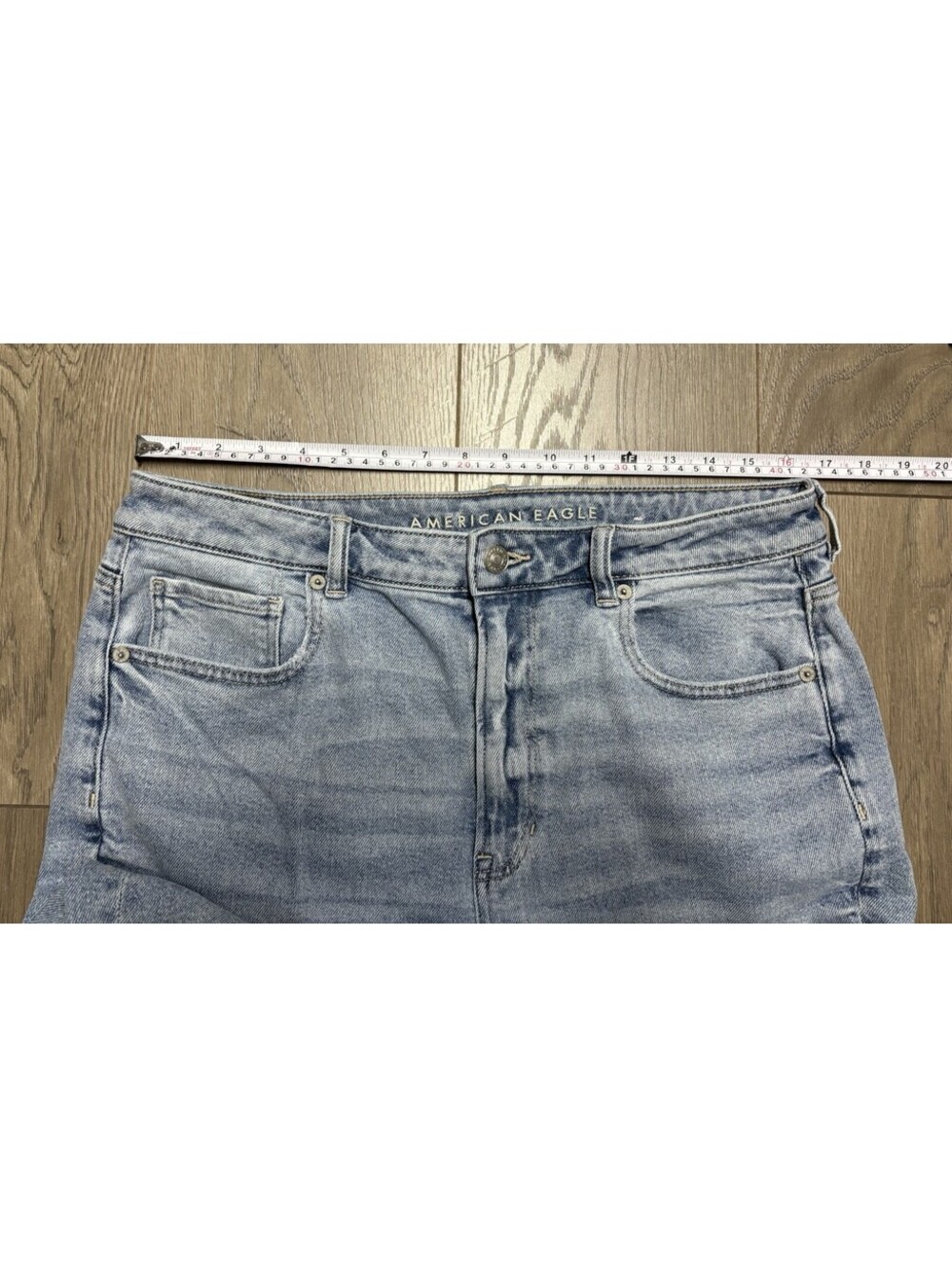 AE American Eagle Women's Mom Straight Jeans Stretch Size 14 Regular - Picture 2 of 10